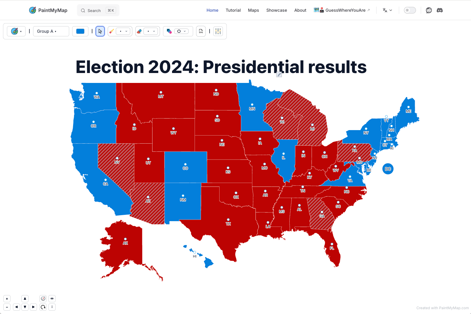PaintMyMap.com: Election 2024: Presidential results