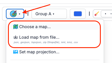 Toolbar menu to choose a built‑in map